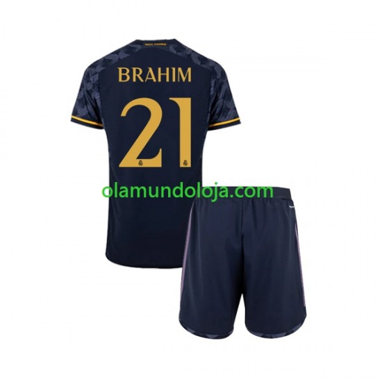 Camisola Real Madrid Brahim Diaz 21 Criança Equipamento Segundo 2023-2024 Manga Curta